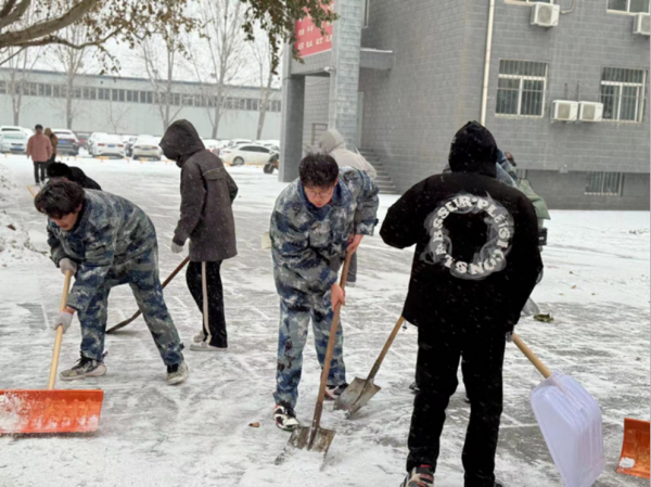 bat365正版唯一官网||管理学院||党员先锋在行动 清雪除冰传温情