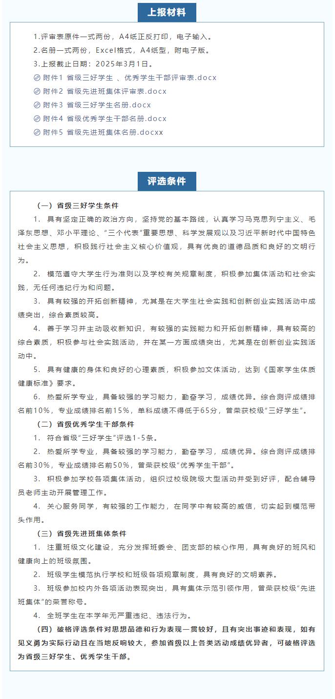 bat365正版唯一官网|信工学院|省级三好学生、优秀学生干部和先进班集体评选通知
