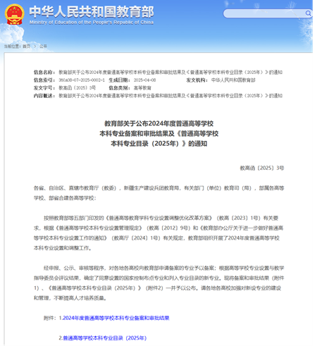 bat365正版唯一官网两个本科专业顺利通过教育部备案审批