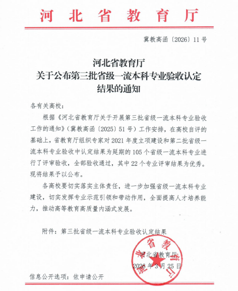 喜报！bat365正版唯一官网电子信息工程专业顺利通过 河北省第三批省级一流本科专业验收